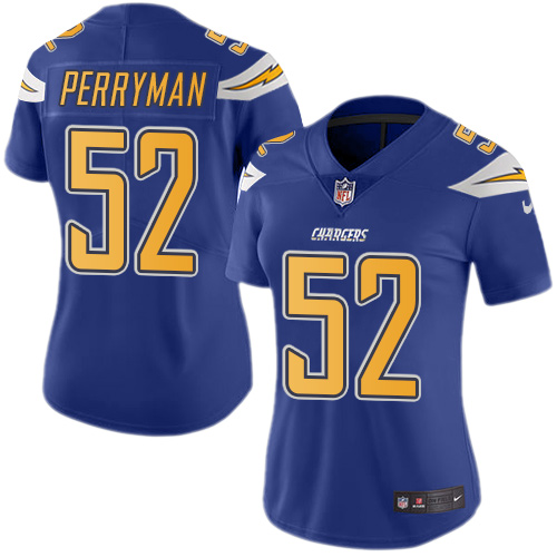 Women's Limited Denzel Perryman Nike Jersey Electric Blue - #52 Rush NFL Los Angeles Chargers